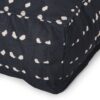 Dalm - Fabric Square Pouf Ottoman With Polystyrene Beads Filling - Dark Blue / White - Image 4