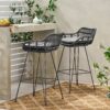 Outdoor Wicker Barstool With Cushions (Set of 2) - Gray - Image 2