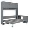 Queen Size Wall Murphy Bed With Desk And Storage Shelves And Big Cabinets - Gray - Image 8