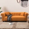 Retro Medieval Style Sofa With Roll Arms And Throw Pillows - Orange - Image 2