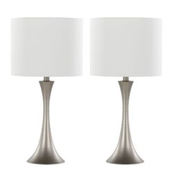 Lenuxe - Contemporary Table Lamp (Set of 2) - Frosted Silver / Off White