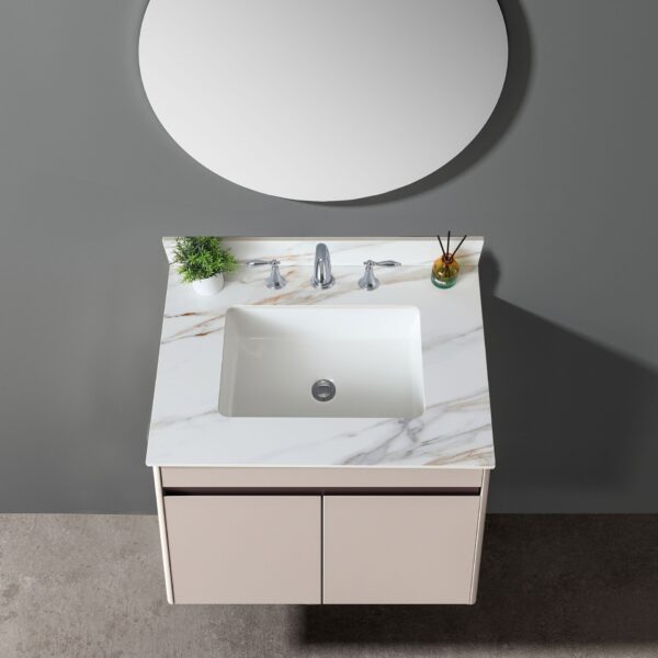 Vanity Top With Undermount Sink And Backsplash - White Marble