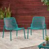 Outdoor Iron Chair With Mesh Design - Teal - Image 10