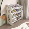 Multi Functional Kids Toy Storage Organizer Cabinet With Hdpe Shelf And 12 Bins - Gray White - Image 6