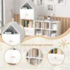 Versatile Kids Bookshelf With House-Shaped Design Multifunctional Storage, Durable - White - Image 11