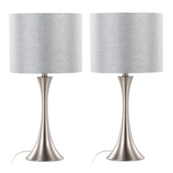 Lenuxe - Contemporary Table Lamp (Set of 2) - Nickel / Gray Sparkly / Silver Metallic Threading