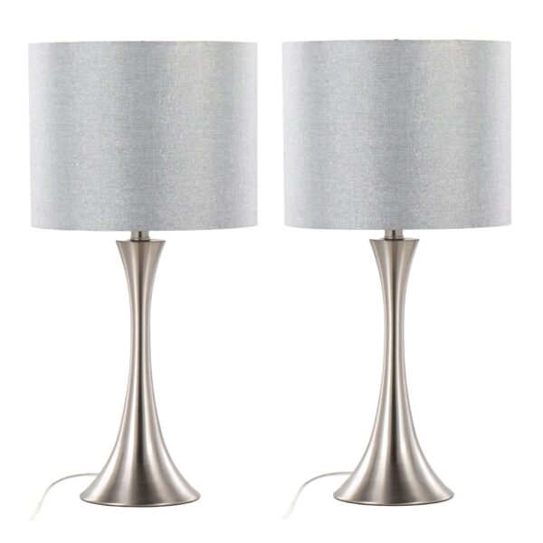 Lenuxe - Contemporary Table Lamp (Set of 2) - Nickel / Gray Sparkly / Silver Metallic Threading