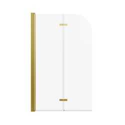 Frameless Folding Pivot Bathtub Door With Clear Tempered Glass - Brushed Gold