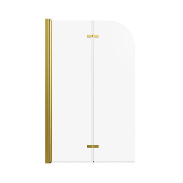 Frameless Folding Pivot Bathtub Door With Clear Tempered Glass - Brushed Gold