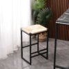 Boho Style Backless Bar Stools (Set of 2) With Paper Rope Woven Seat & Metal Frame For Kitchen Counter - Natural - Image 2