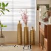 Floor Metal Vases Decorated White Metal Vases (Set of 3) Gorgeous Home Decoration Large Glazed Metal Vases - Golden - Image 7