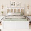 Queen Size Platform Bed With With 2 Big Drawers Twin Size Trundle - White - Image 10