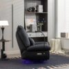 270 Swivel Glider Recliner Chair, Power Recliner Rocking Chair, USB Port Charge For Nursery Chair With Atmosphere Lamp For Living Room Bedroom Apartment - Black - Image 6