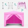10'X10' Folding Canopy With 4 Removable Sidewalls Outdoor Event Shelter UPF 50+ Gazebo Portable Tents For Parties Beach Camping Wedding Ez Pop Up Canopy 4 Pieces Weight Bag + Carry Bag - Pink - Image 7