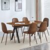 Modern Transferred Leg Backrest Dining Chair And Herringbone Dining Table Set Model Of Elegance And Durability For Home Furnishing - Brown / Walnut - Image 4
