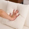 Compression Sofa: Combining Chaise Longue With 3 Seater, Wood Grain Chenille Fabric, Full Sponge Compression Sofa, Combined Sofa With 4 Pillows For Living / Home Furniture / Apartment - White - Image 7