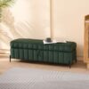 Wide Upholstered Velvet Storage Soft Bench Footstool Ottoman End Of Bed With Metal Legs, Foot Rest For Living Room, Entryway And Bedroom - Green - Image 4