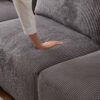 Multi Module Combination Style Sofa For Living Room And Other Lounge Spaces, Modern Minimalist Corduroy Combination Sofa With 2 Comfort Cushions With USB & C Charging Ports, 2 Sets - Gray - Image 7