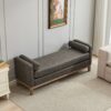 Elegant Upholstered Bench, Daybed, Ottoman With Wood Legs & 2 Bolster Pillows For End Of Bed, Bedroom, Living Room, Entryway - Gray - Image 6