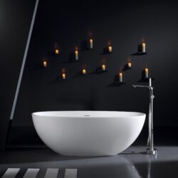 65.2" Freestanding Solid Surface Soaking Bathtub For Bathroom - Matte White