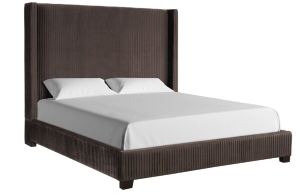 King Upholstered Bed - Dark Brown