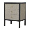 Faux Leather Nightstand, 3 Drawer - Black - Image 3