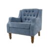 Accent Chair, Living Room Chair, Footrest Chair Set With Vintage Brass Studs, Button Tufted Upholstered Armchair For Living Room, Comfy Reading Chair For Bedroom, Reception Room - Blue - Image 11