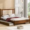 Queen Size Platform Bed With 2 Big Drawers Twin Size Trundle - Brown - Image 16