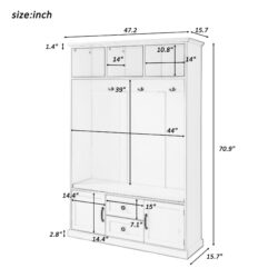 Hall Tree With 3 Hooks, Coat Hanger, Entryway Bench, Storage Bench, 3 In 1 Design, For Entrance, Hallway - Black