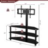 43.3" Multi-Function TV Stand Height Adjustable Bracket Swivel 3 Tier - Black - Image 3