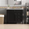 Bathroom Vanity With Top Sink, Modern Bathroom Storage Cabinet, 2 Drawers And A Tip-Out Drawer, Single Sink Bathroom Vanity - Black - Image 4