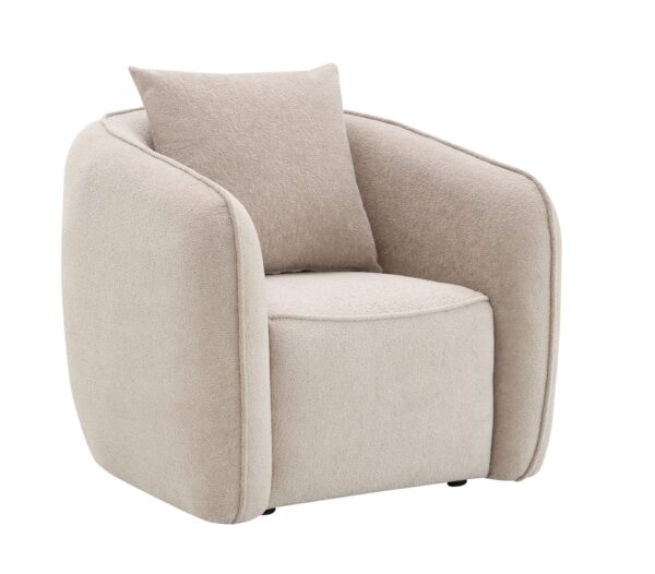 Keith - Chenille 3 Piece Living Room Set (Comes With Matching Color Toss Pillows) - Beige