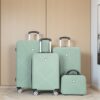 4 Piece Lightweight Suitcase, 14" Makeup Box, Aircraft Wheels (14/20/24/28) - Olive Green - Image 2