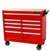 9 Drawer Multifunctional Steel Tool Cart With Wheels And Wooden Top - Red - Image 4