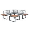 4 Piece L-Shaped Patio Wicker Outdoor 5 Seater Sectional Sofa Seating Group Conversation Sets With Side Table & Cushions - Dark Gray - Image 8