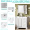 Bathroom Vanity With Sink, Modern Elegant Bathroom Storage Cabinet With 3 Drawers And Adjustable Shelves, Freestanding Vanity Set With Mirror Cabinet, Single Sink Bathroom Vanity - White - Image 4