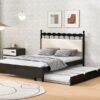 Queen Size Storage Platform Bed With 2 Big Drawers Twin Size Trundle - Espresso - Image 11