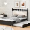 Queen Size Storage Platform Bed With 2 Big Drawers Twin Size Trundle - Espresso - Image 14