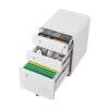 3 Drawer Mobile File Cabinet Under Desk Office, Simple Style Versatile Storage Cabinet For Legal / Letter / A4 Files, 5 Wheel Design Anti-Tilting Cold Rolled Steel Waterproof Moisture-Proof - White - Image 16
