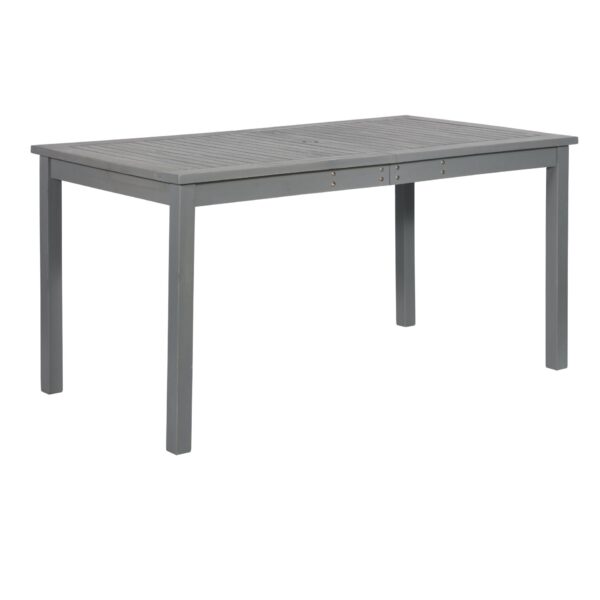Contemporary Slat Top Acacia Wood Outdoor Dining Table - Gray Wash