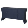 Refined Industrial 4 Door Credenza With Wooden Arc Legs & Bronze Clasps, Advanced Storage Design - Navy Blue - Image 10
