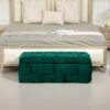 Upholstered Fabric Storage Ottoman Bench With Safety Hinge For Living Room & Bedroom - Green - Image 4