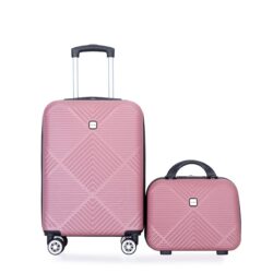 2 Piece Luggage Sets Lightweight Suitcase, Spinner Wheels, (20/14) - Pink
