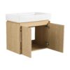 Modern 24" Bathroom Vanity With Ceramic Basin, Wall Mounted Floating Sink Combo, Wooden Storage Cabinet - Oak - Image 12