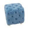 Modern Velvet Upholstered Ottoman, Exquisite Small End Table, Soft Foot Stool, Dressing Makeup Chair, Comfortable Seat For Living Room, Bedroom, Entrance - Blue - Image 11