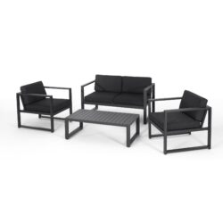 4 Piece Outdoor Chair Set With Weather Resistant Cushion - Dark Gray