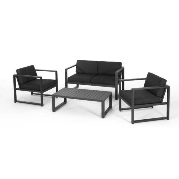 4 Piece Outdoor Chair Set With Weather Resistant Cushion - Dark Gray