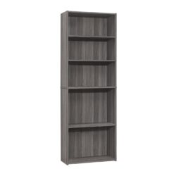 Bookshelf, Bookcase, 6 Tier, For Office, Transitional - Gray