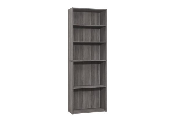 Bookshelf, Bookcase, 6 Tier, For Office, Transitional - Gray