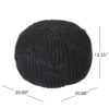 Bordeaux - Knitted Cotton Round Pouf, Multi Purpose Home Accessory - Dark Gray - Image 3